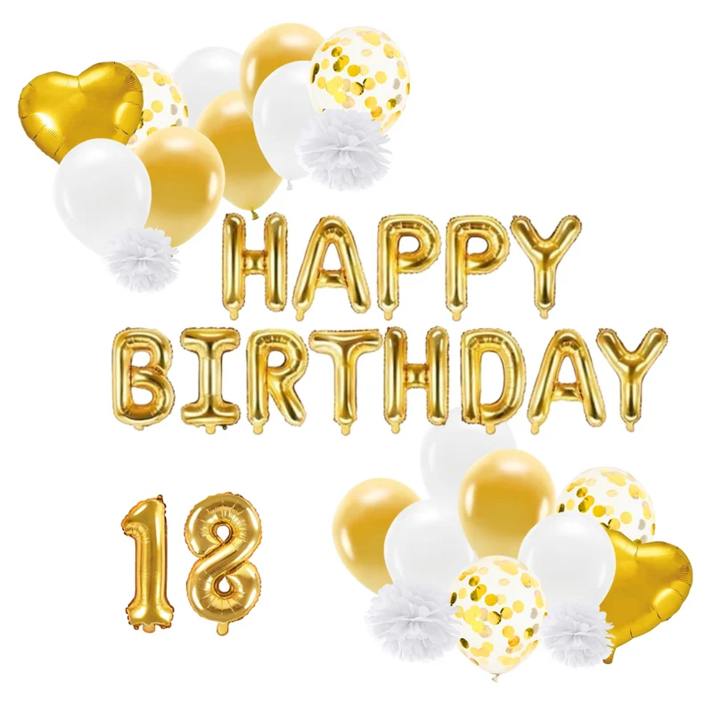 Deko Set 18. Geburtstag gold (47-teilig)