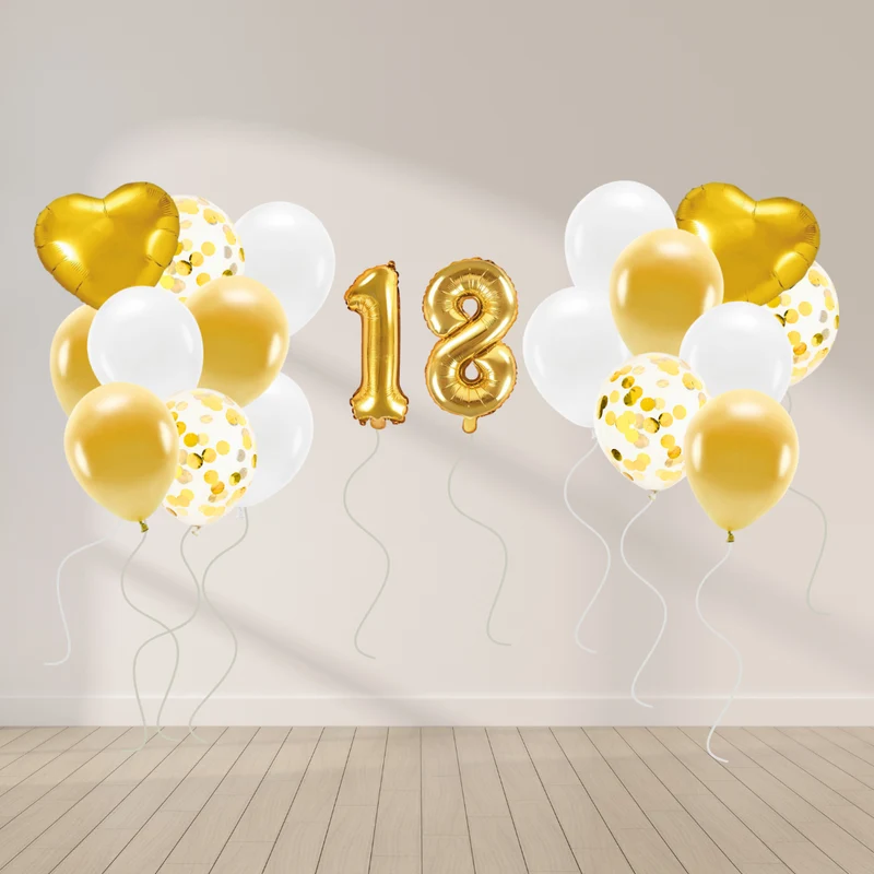 Ballon Deko Set 18. Geburtstag gold (30 Stück)