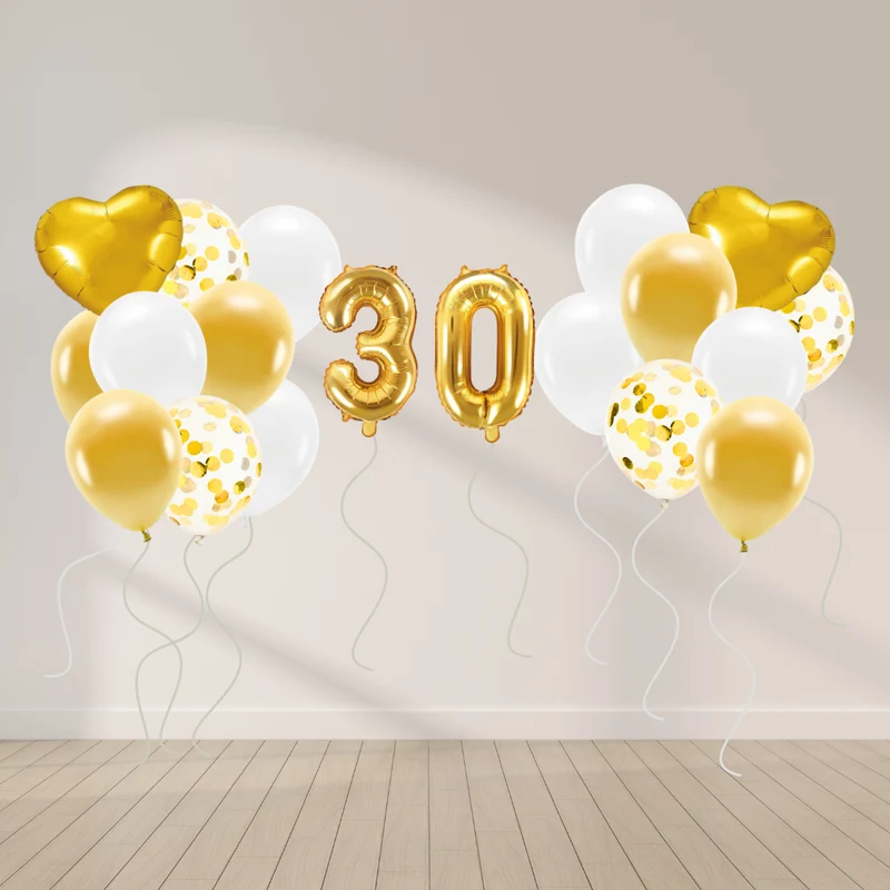 Ballon Deko Set 30. Geburtstag gold (30 Stück)