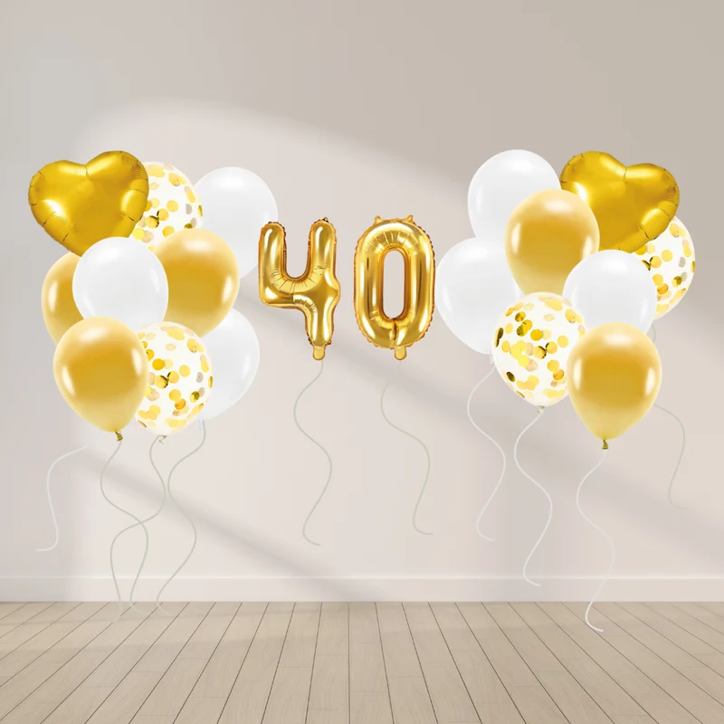 Ballon Deko Set 40. Geburtstag gold (30 Stück)