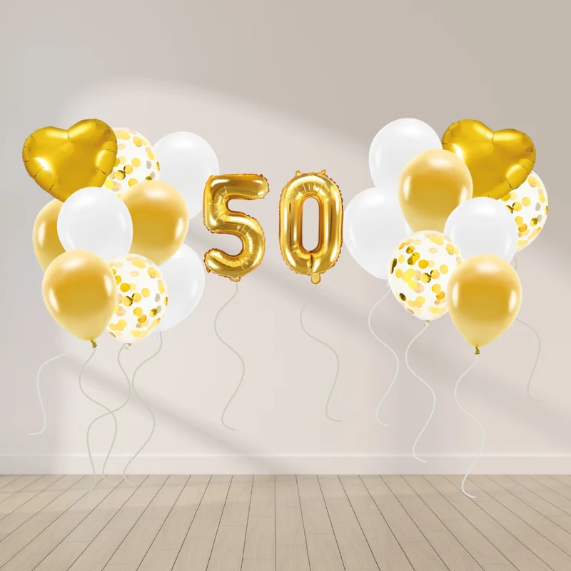 Ballon Deko Set 50. Geburtstag gold (30 Stück)