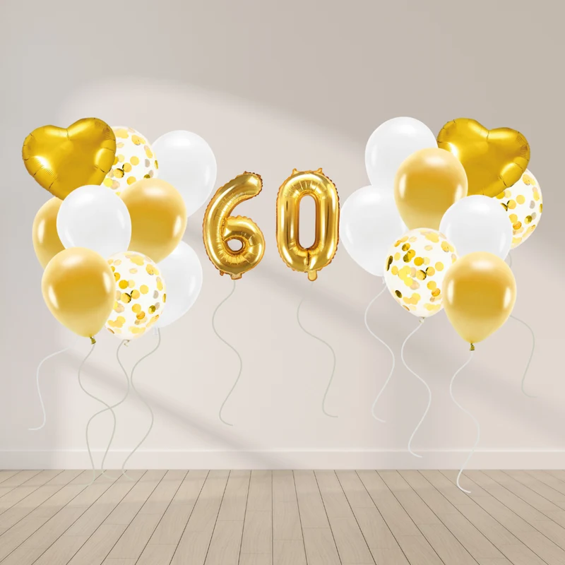 Ballon Deko Set 60. Geburtstag gold (30 Stück)