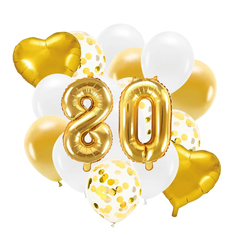 Ballon Deko Set 80. Geburtstag gold (30 Stück)