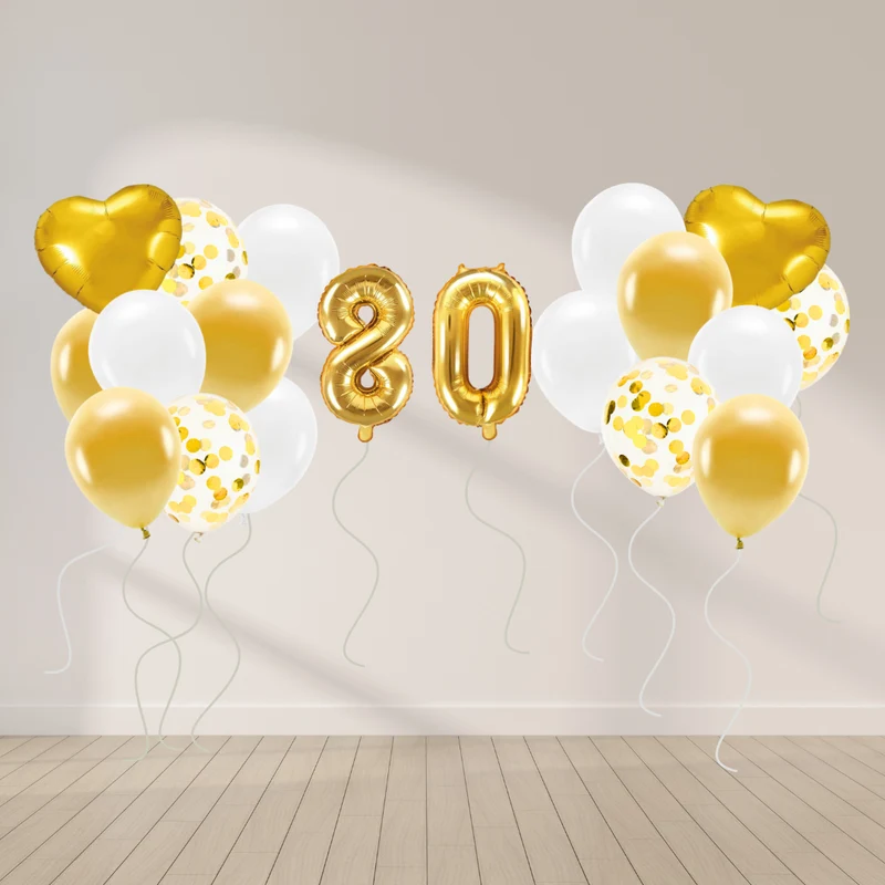 Ballon Deko Set 80. Geburtstag gold (30 Stück)