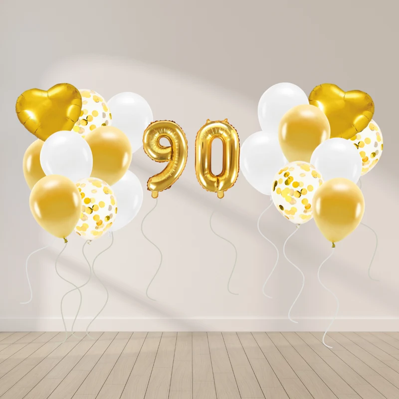Ballon Deko Set 90. Geburtstag gold (30 Stück)
