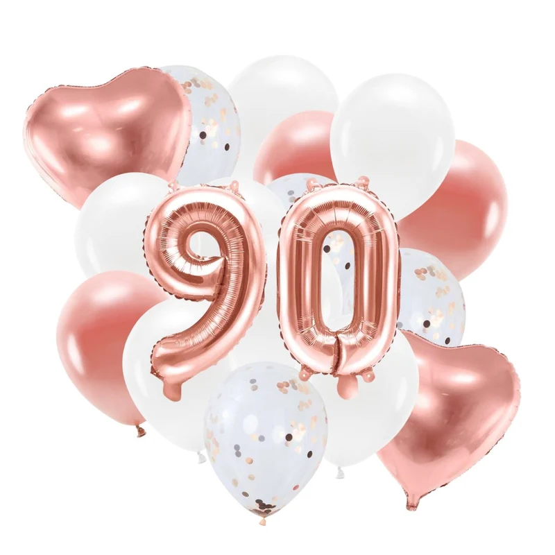 Ballon Deko Set 90. Geburtstag rosegold (29 Stück)