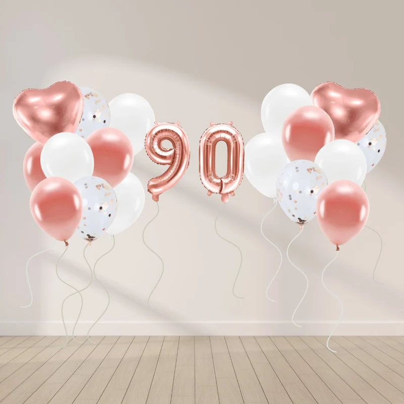 Ballon Deko Set 90. Geburtstag rosegold (29 Stück)