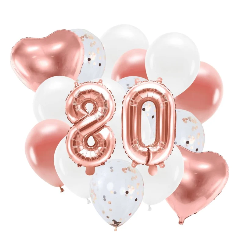 Ballon Deko Set 80. Geburtstag rosegold (29 Stück)