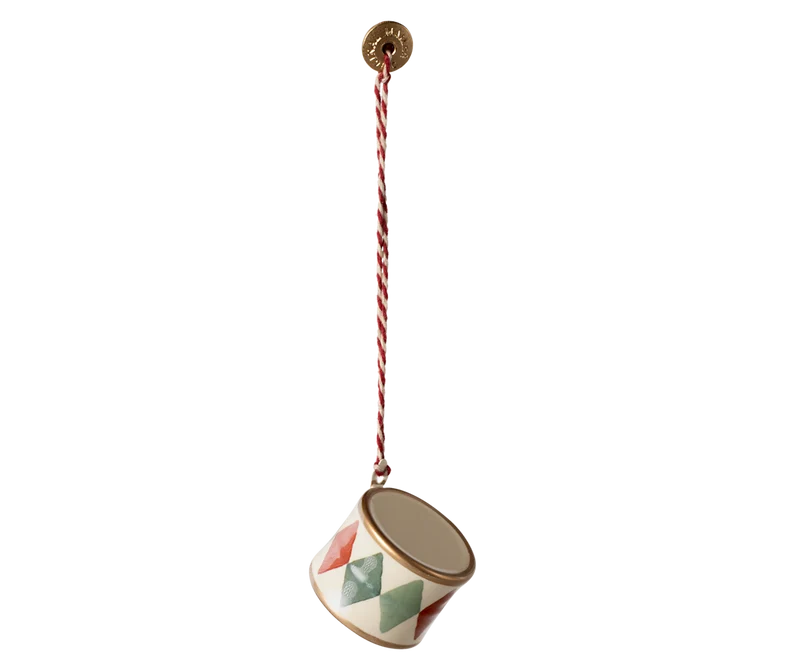 Maileg TROMMEL Metall-Ornament grün rot blau 3 cm Baumschmuck Adventsdekoration