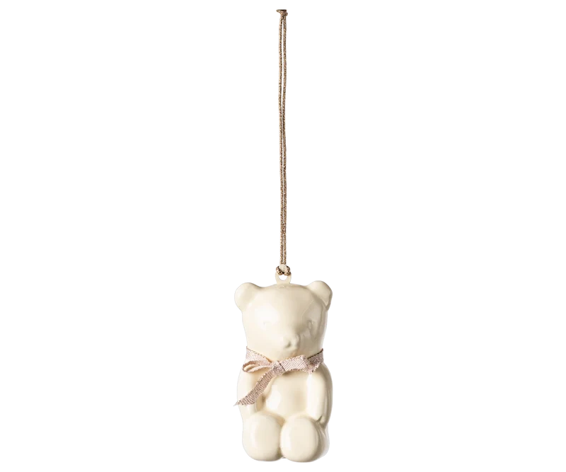 Maileg TEDDYBÄR Anhänger weiß rosa Metall-Ornament ca. 6,5x3x2,5 cm | 1 Stück