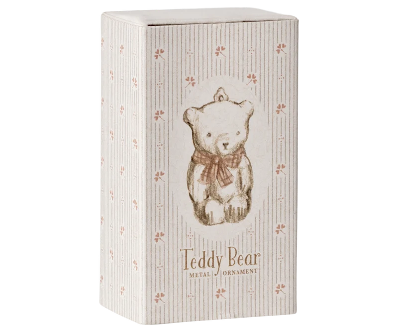 Maileg TEDDYBÄR Anhänger weiß rosa Metall-Ornament ca. 6,5x3x2,5 cm | 1 Stück
