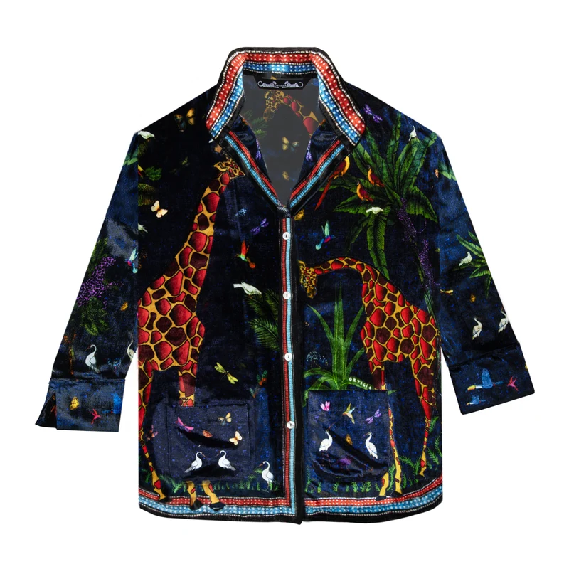 Samt Shirt GIRAFFE BLU NOTTE