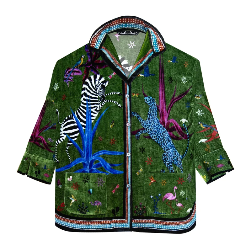 Samt Shirt JUNGLE grün