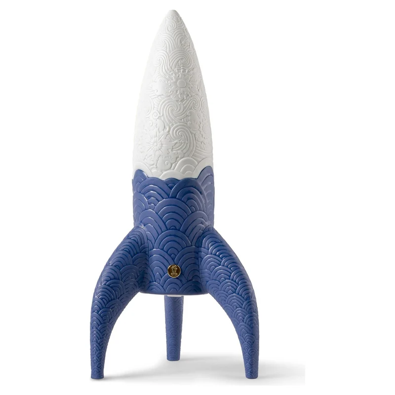 Kabellose Lampe COSMIC ROCKET aus Porzellan in blau