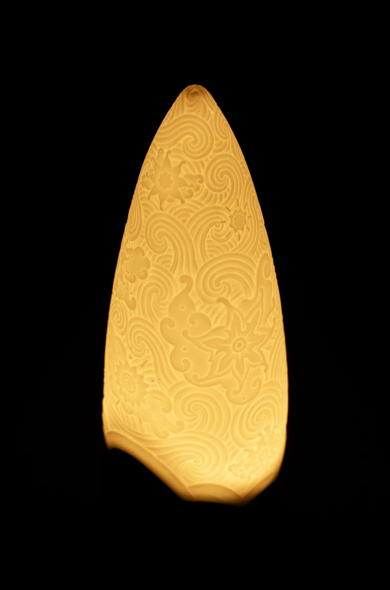 Kabellose Lampe COSMIC ROCKET aus Porzellan in blau