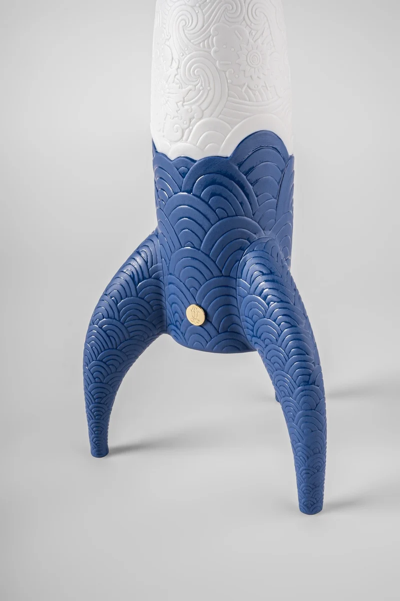 Kabellose Lampe COSMIC ROCKET aus Porzellan in blau