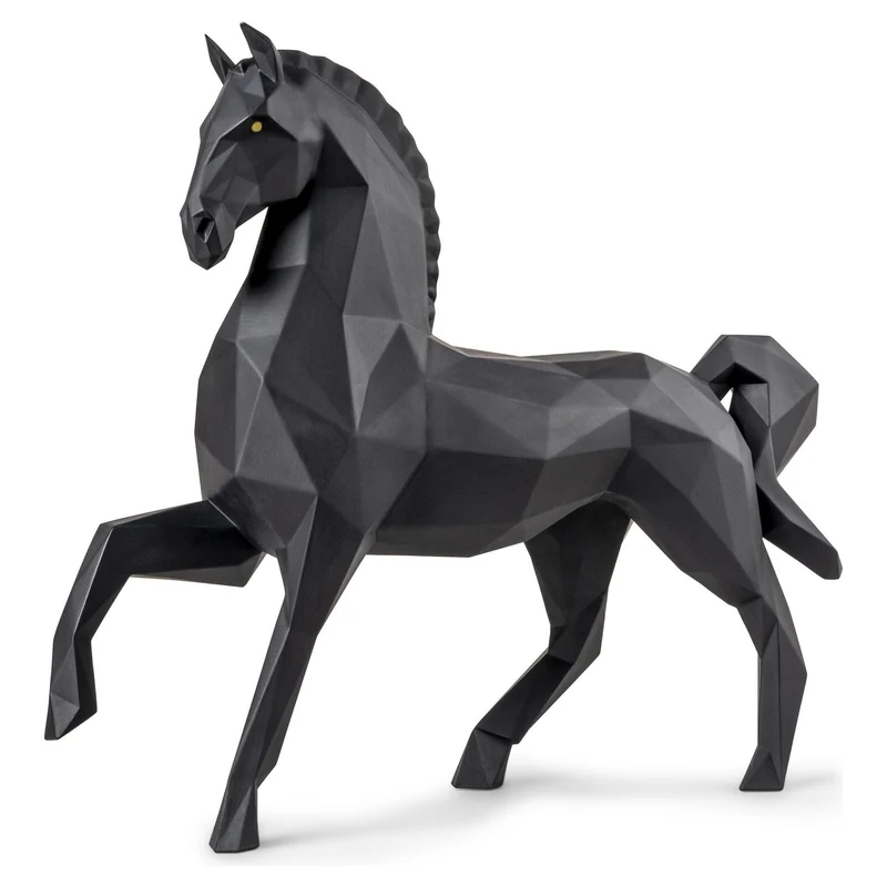 Skulptur HORSE aus Porzellan in matt schwarz
