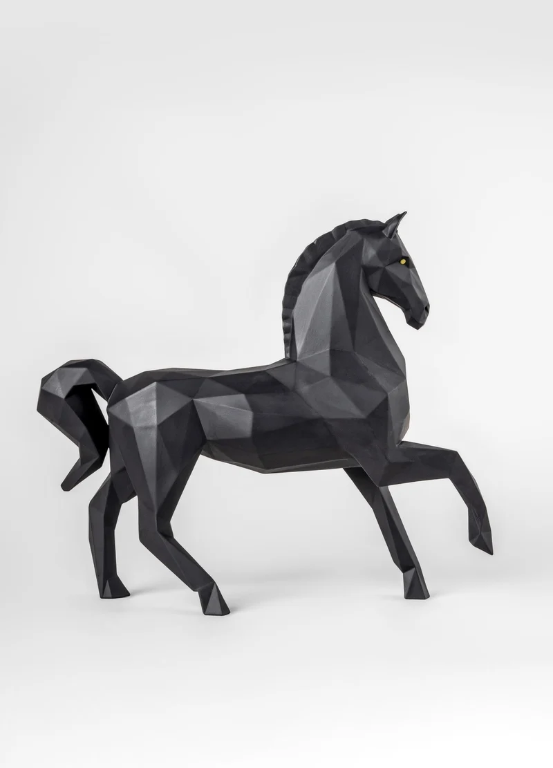 Skulptur HORSE aus Porzellan in matt schwarz