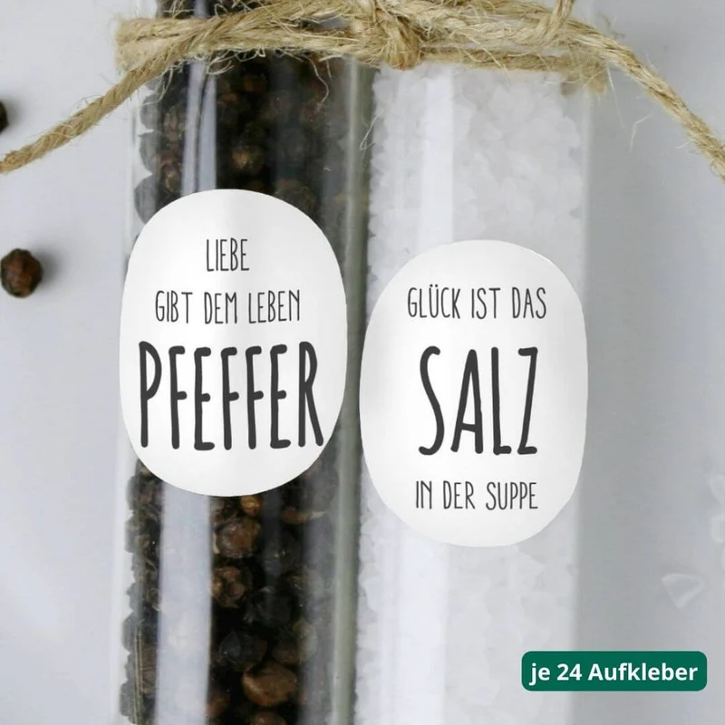 Aufkleber Salz und Pfeffer (je 24 Stück)