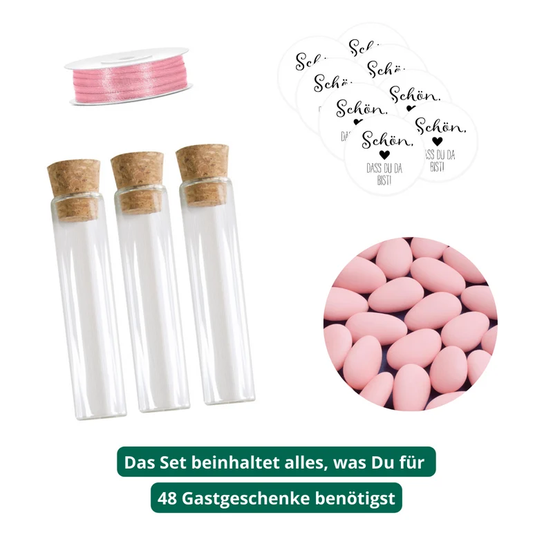 Gastgeschenk Set italienische Mandeln rosa (für 48 Gäste)