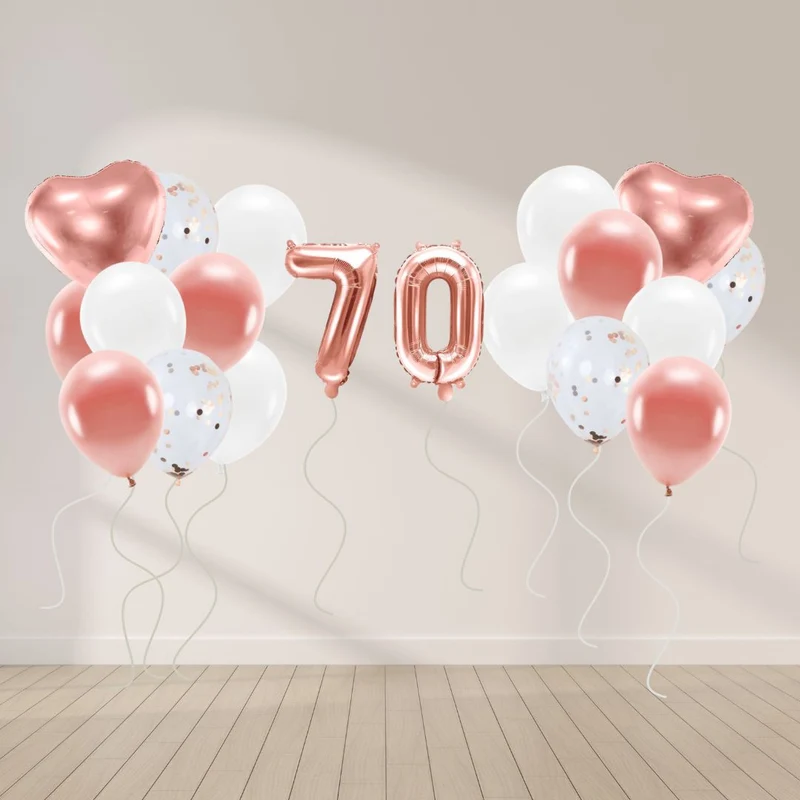 Ballon Deko Set 70. Geburtstag rosegold (29 Stück)