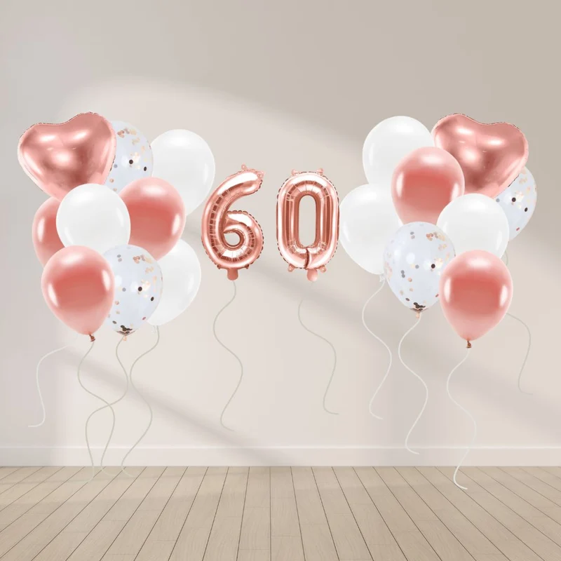 Ballon Deko Set 60. Geburtstag rosegold (29 Stück)