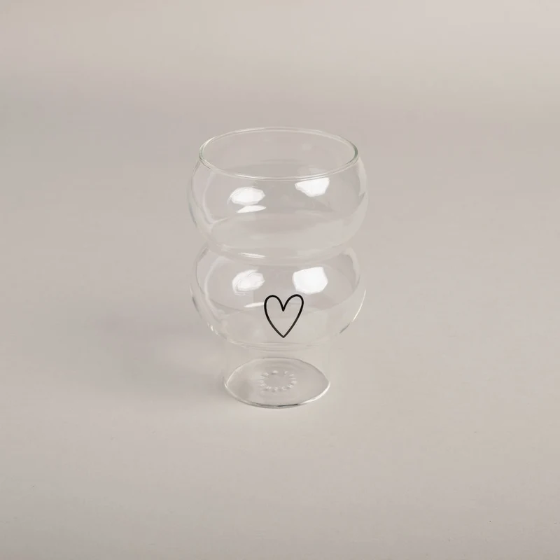 Eulenschnitt Double Bubbles Glas Herz schwarz