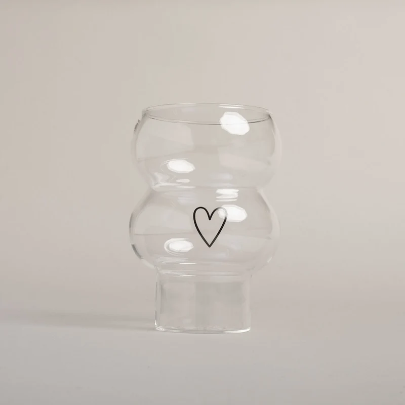 Eulenschnitt Double Bubbles Glas Herz schwarz