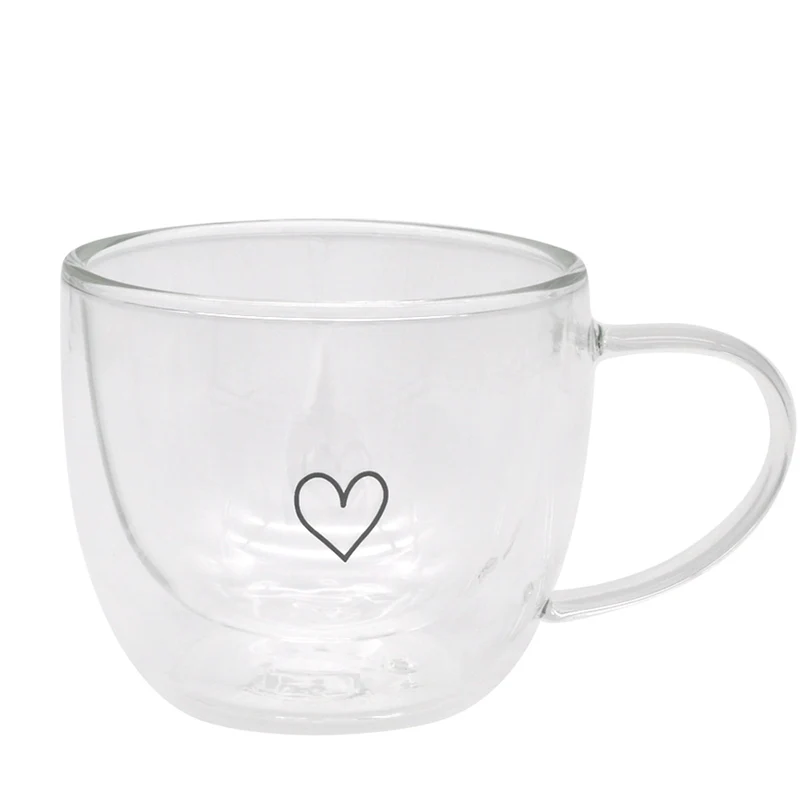 Eulenschnitt doppelwandiges Glas 250 ml Herz