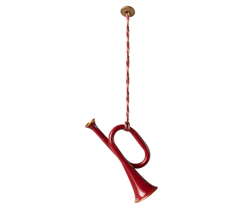 Maileg Trompete Metallornament 7,5x4 cm rot Baumschmuck Adventsdekoration