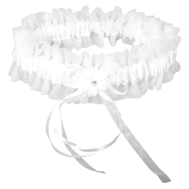 Strumpfband schmal Blüte mit Glitzerstein