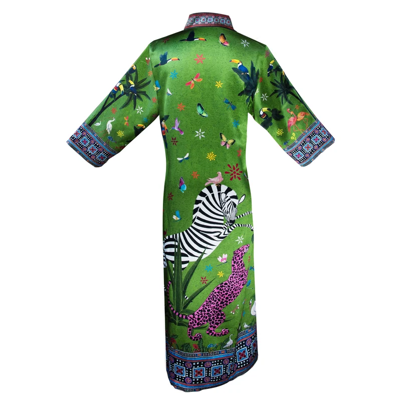 Kaftan JUNGLE, grün, 100% Seide