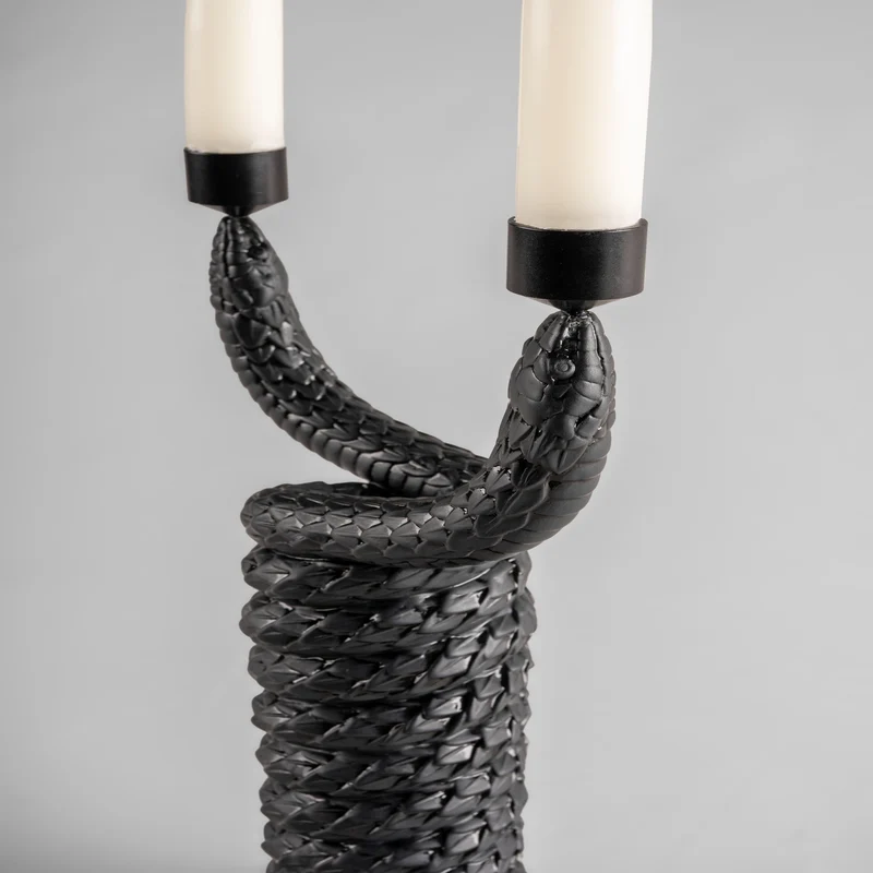 Kerzenhalter SNAKES aus Porzellan in schwarz