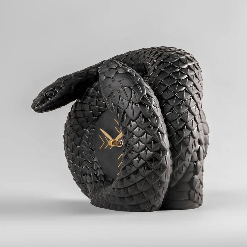 Uhr SNAKES aus Porzellan in schwarz