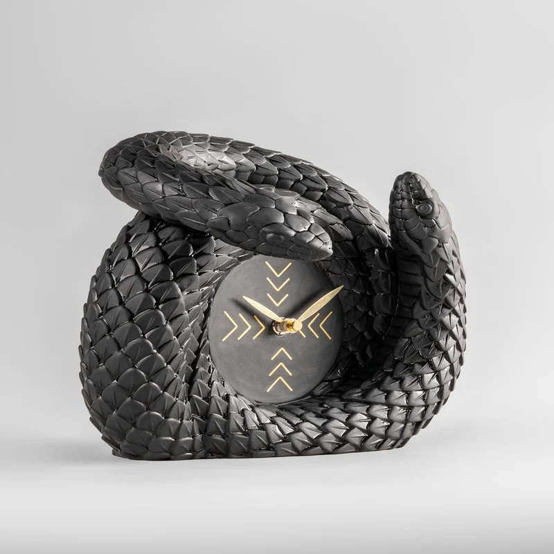 Uhr SNAKES aus Porzellan in schwarz