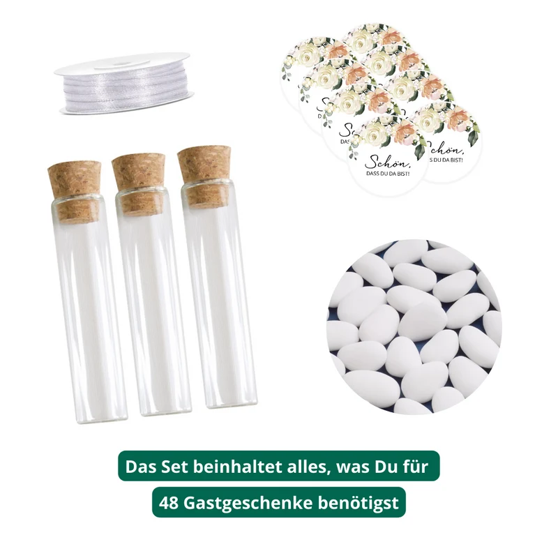 Gastgeschenk Set italienische Mandeln weiß (für 48 Gäste)
