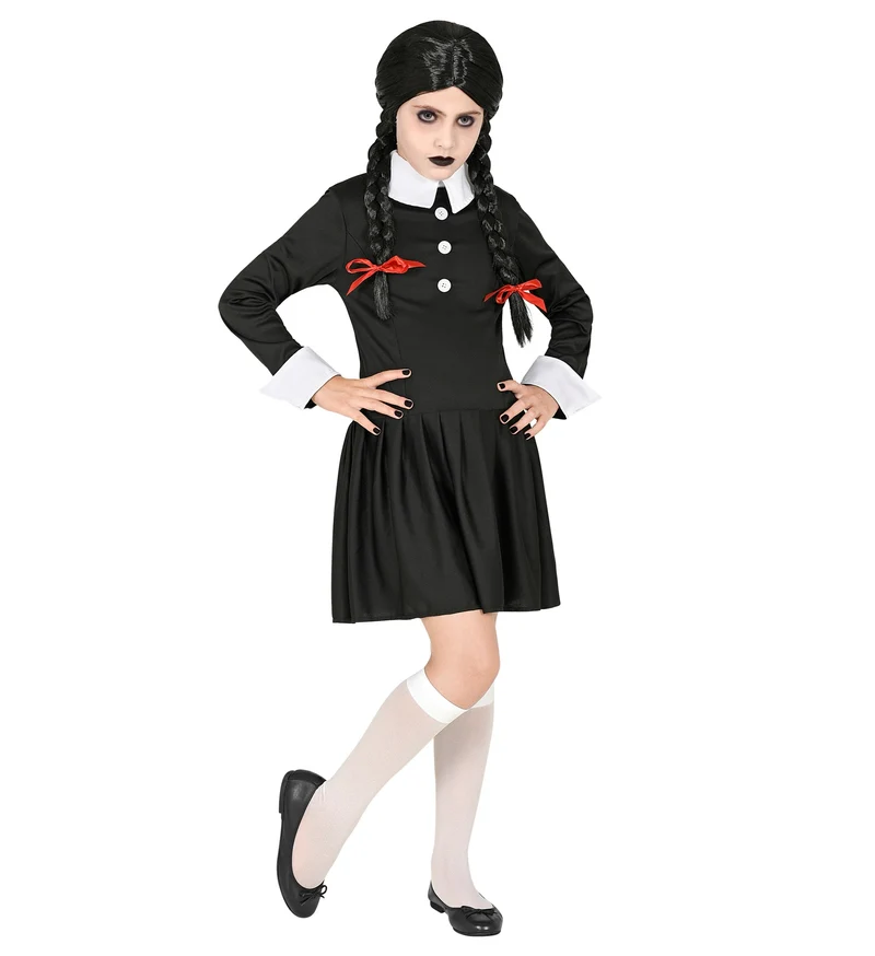 Dark Girl Kinderkostüm - Halloween Verkleidung | Schwarz Weiß