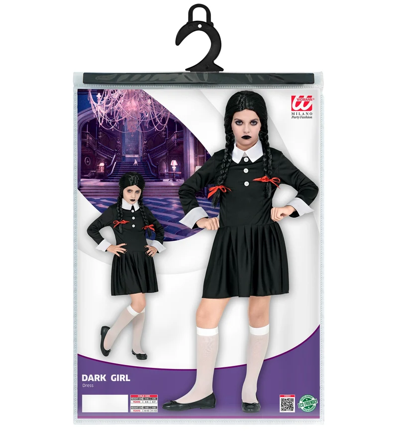 Dark Girl Kinderkostüm - Halloween Verkleidung | Schwarz Weiß