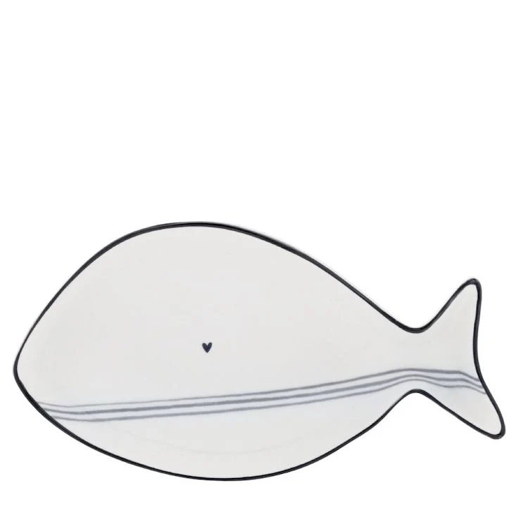 Bastion Collections Fisch Teller Blue Stripes