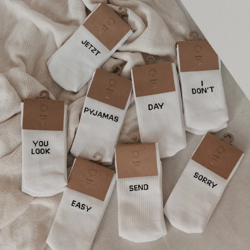 Eulenschnitt Socken You look nice today Größe 39-42 weiß