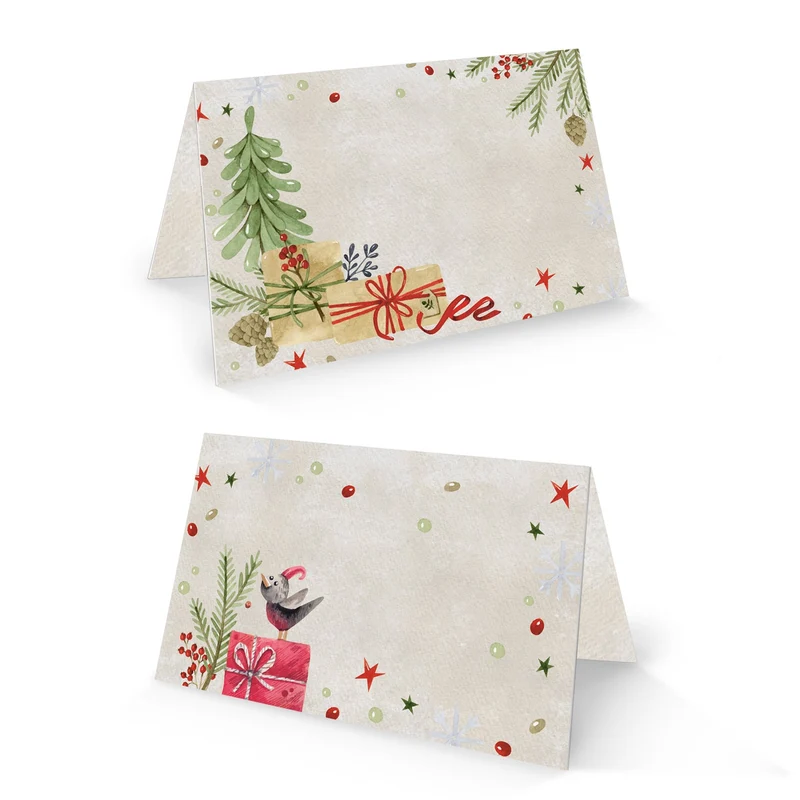 Tischkärtchen Weihnachtsfeier 25 Stück rot grün beige zum Beschriften