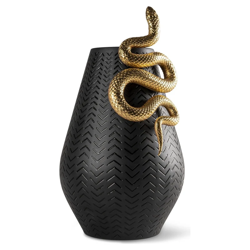 Vase SNAKES aus Porzellan in schwarz