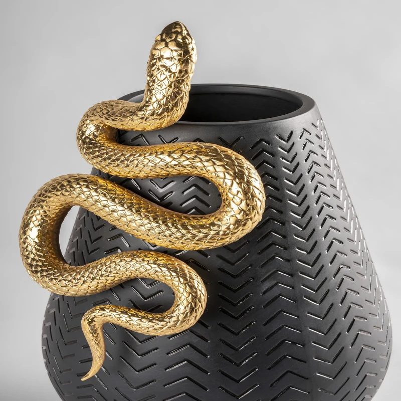 Vase SNAKES aus Porzellan in schwarz