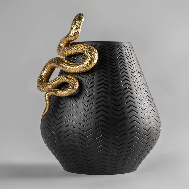 Vase SNAKES aus Porzellan in schwarz