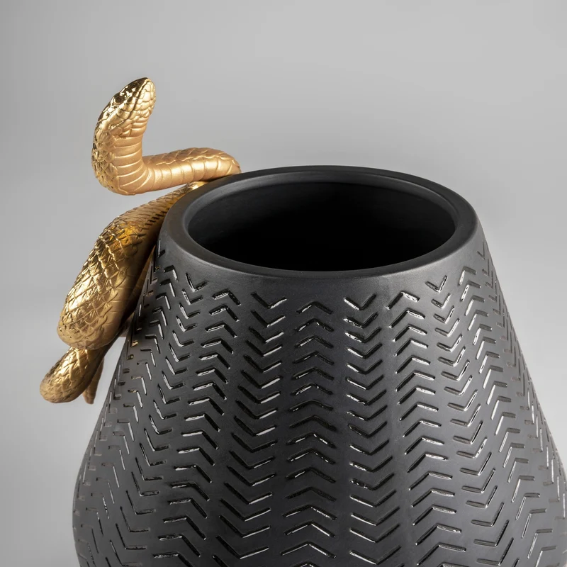Vase SNAKES aus Porzellan in schwarz