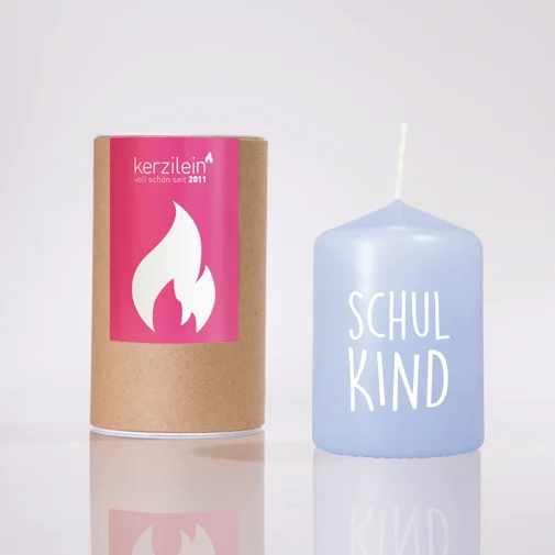 Kerze klein Schulkind blau
