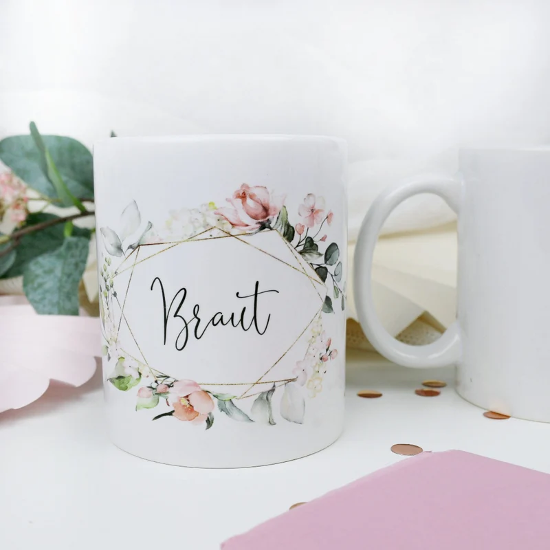 Geschenk Tasse Braut Blütenzauber