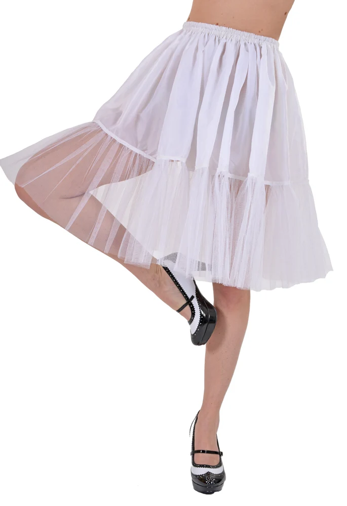 Petticoat Tüll Rock für Damen - Länge 60 cm | Zubehör 50er Jahre Party Kostüm