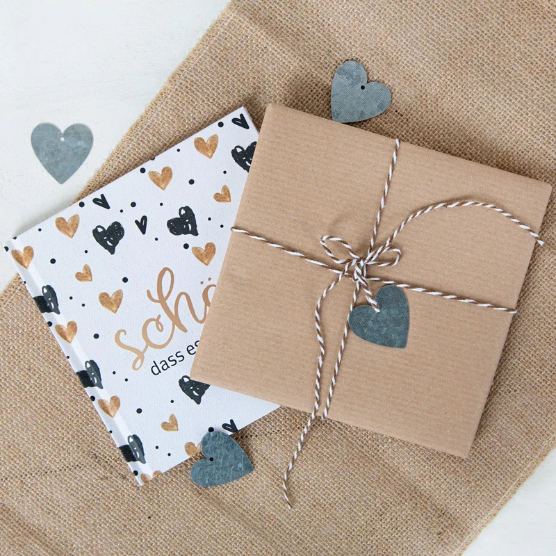 Schön, dass es dich gibt Buch zum Selberschreiben Freundebuch 15 x 15 cm schwarz gold