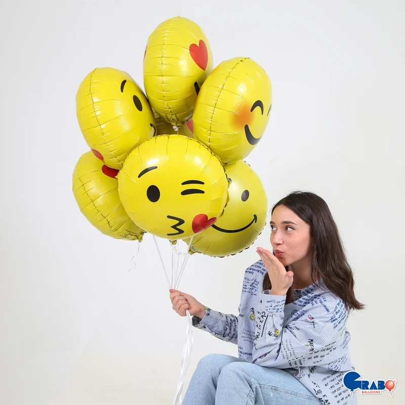 18"/Ø46cm Folienballon "Emoji Hearts"